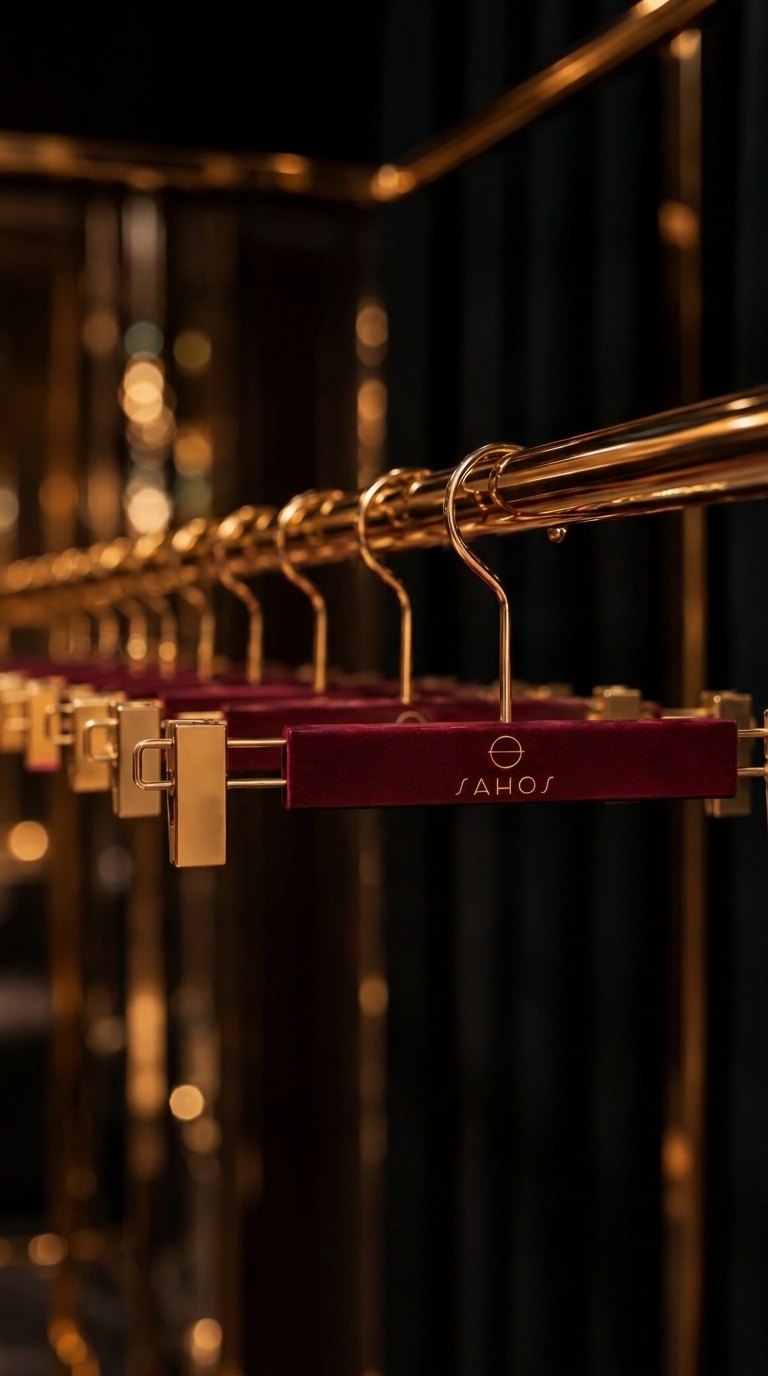 SAHOS — perchas de terciopelo vino con el logo