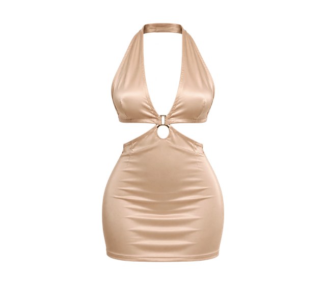 Gianna — Satin Beige Hardware Dress